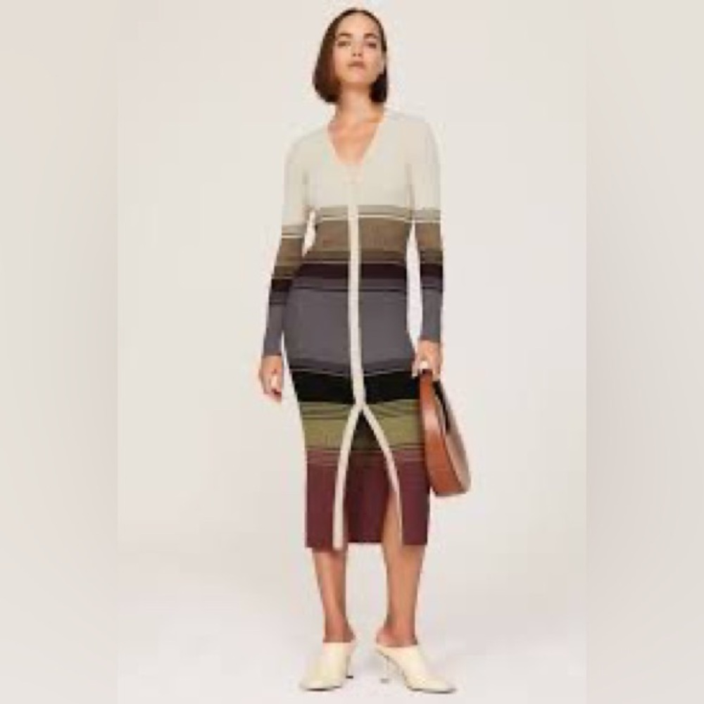 STAUD Shoko Rib Knit Sahara Stripe Sweaterdress